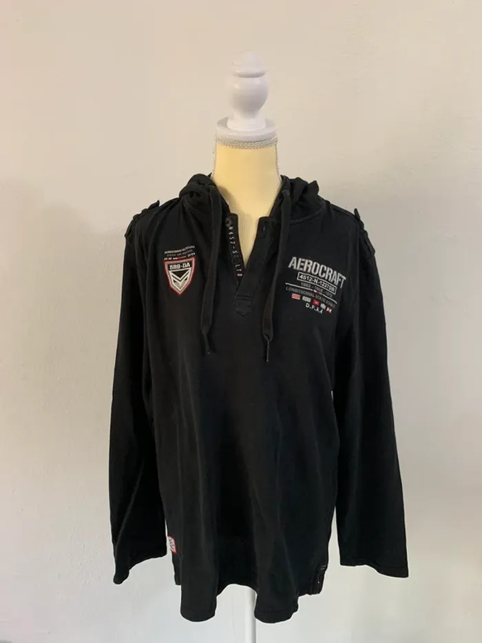 Sweat à capuche noir imprimé – Celio – Taille XXL