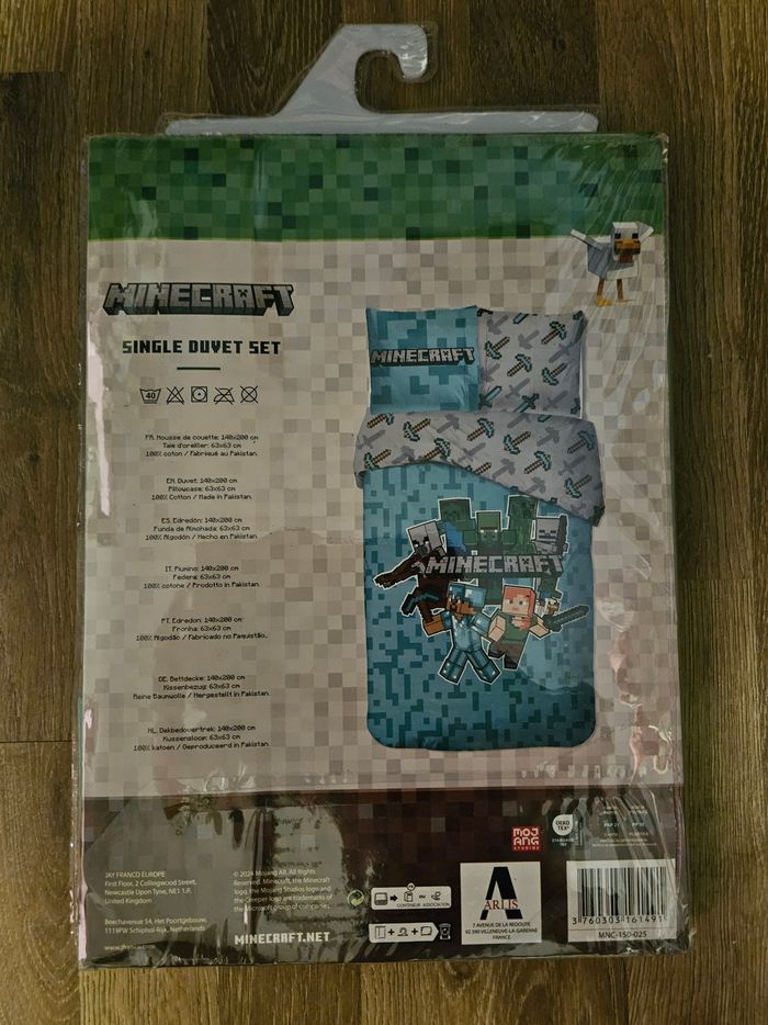 Parure de lit simple (housse de couette + taie d'oreiller) - Minecraft - photo numéro 3