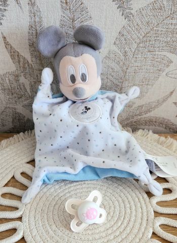 Doudou Lange Bébé Disney Mickey bleu