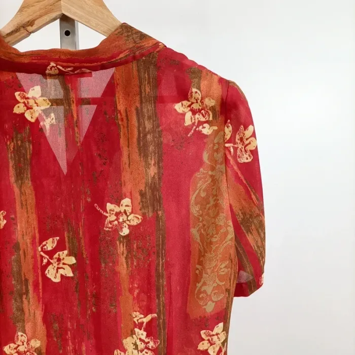 Chemisier fluide rouge imprimé floral Un Jour Ailleurs taille 42 A915 - photo numéro 9
