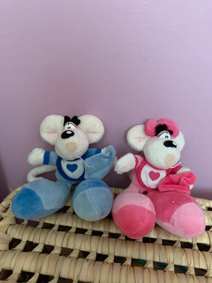 Diddl couple de petites peluches Diddl et diddlina bébé en pyjama