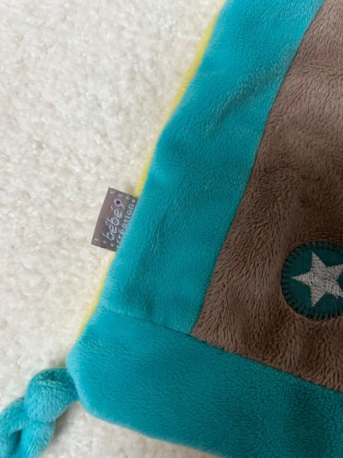 Doudou plat renard bleu et marron bebe9 - photo numéro 2