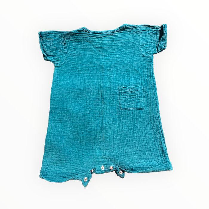 Barboteuse gaze de coton vert paon BB&Co 12 mois TBE (11€) - photo numéro 6