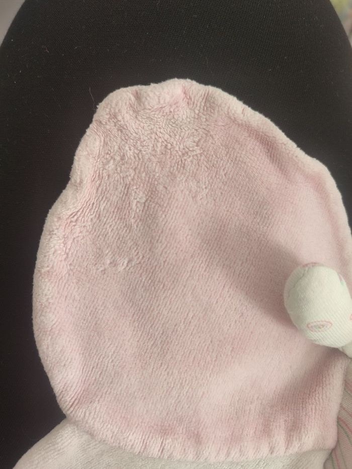 doudou papillon sucre d'orge ancien rose blanc rayé vert fleur crème Aile Chat - photo numéro 3