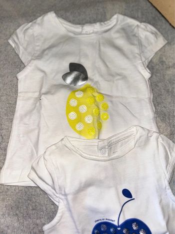 Lot 2 t-shirts Obaïbi bébé fille 3 mois