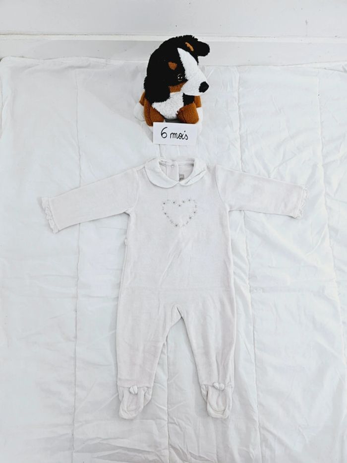 Pyjama cœur blanc et argenté bébé fille 6 mois
