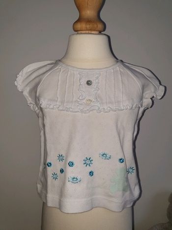 T-shirt blanc manches courtes Lulu Castagnette 18 mois
