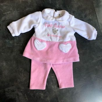 Ensemble velours couronne argenté sequins 3 mois