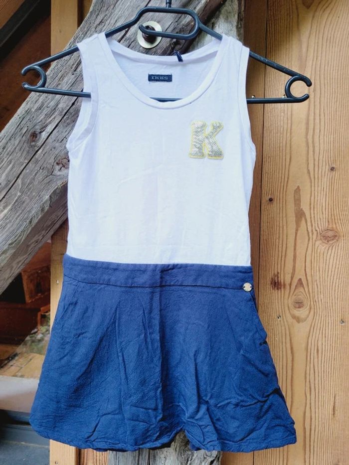 Très belle robe 👗 IKKS simple, blanche et bleue, 6 ans - photo numéro 2