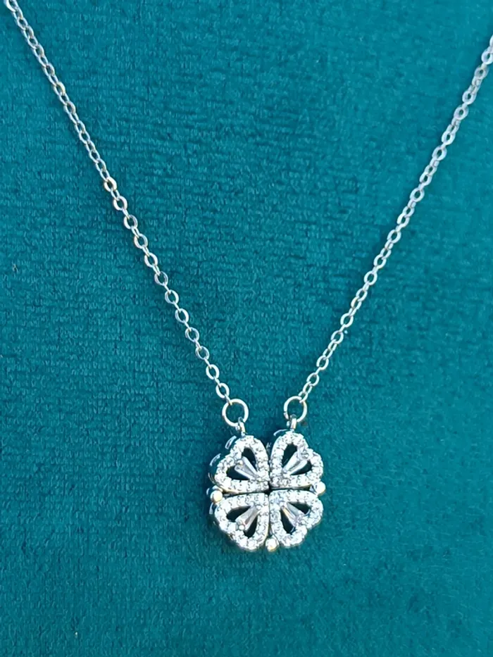 Collier trèfle acier inoxydable argent - photo numéro 2