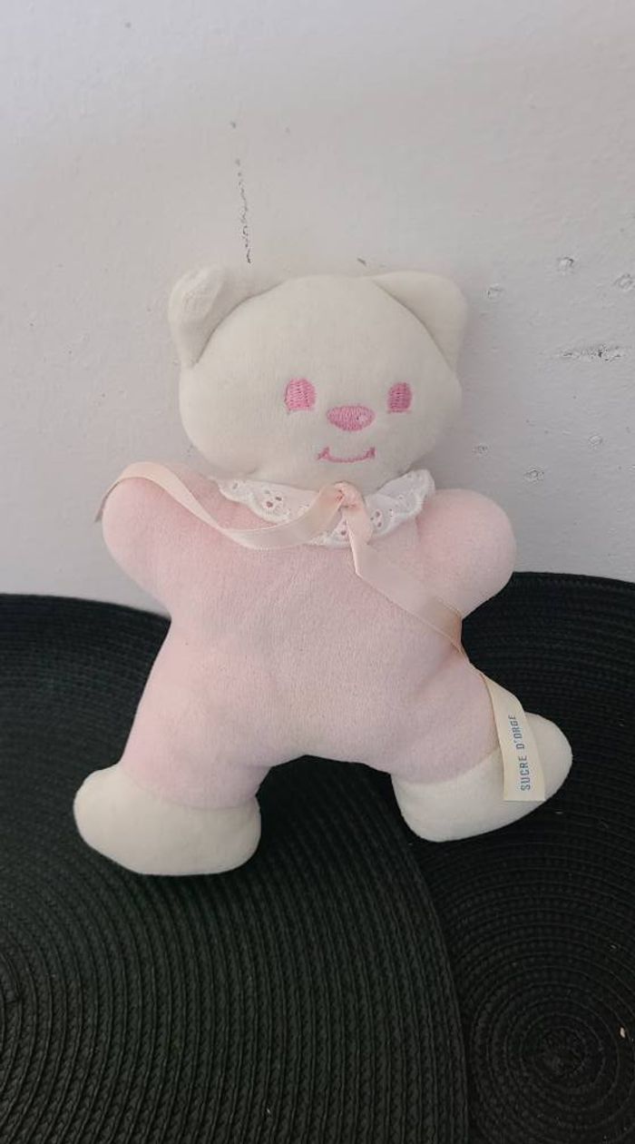 Doudou avec un grelot à l’intérieur vintage chat sucre d'orge - photo numéro 2