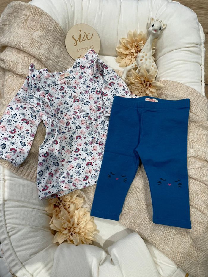 Ensemble blouse + legging bébé fille 6 mois
