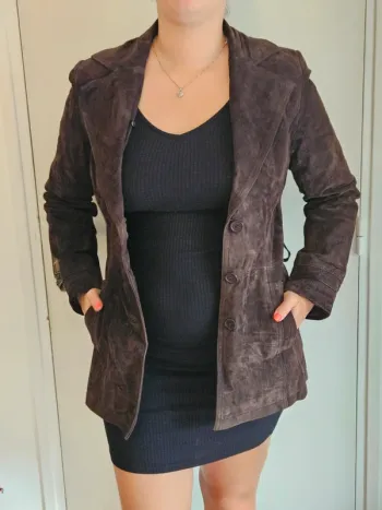 Manteau en cuir marron