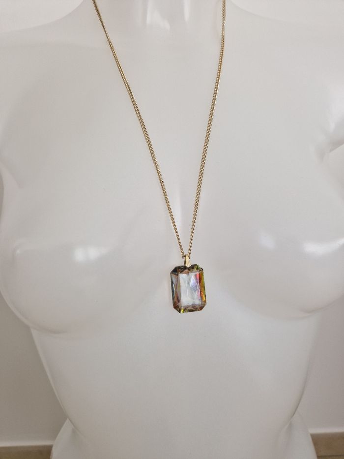 Collier argenté avec pierre transparente - photo numéro 2
