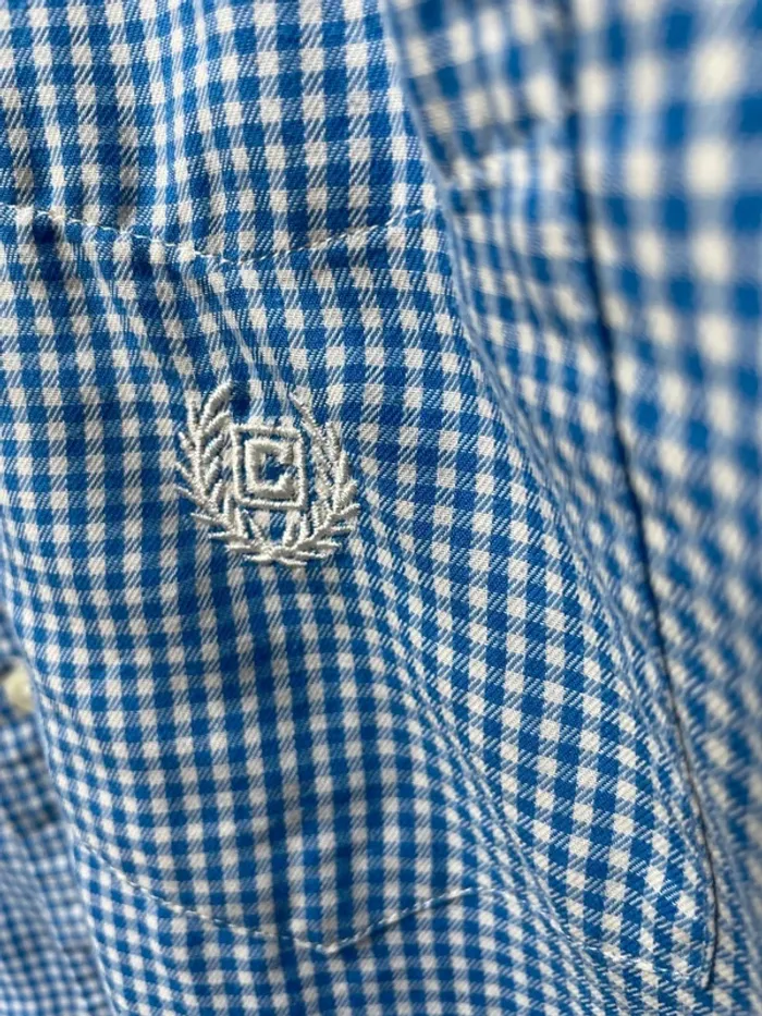 Chaps checkered shirt blue white Mens size Large - photo numéro 4