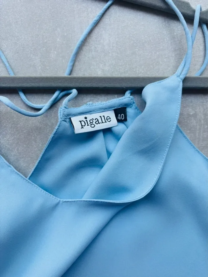 Magnifique débardeur bleu ciel Pigalle croisé neuf - photo numéro 2