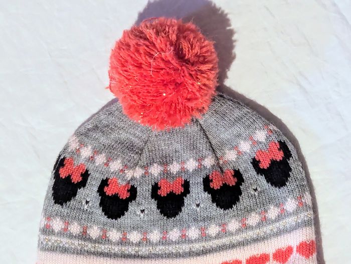 Bonnet Têtes Minnie Pompon Bandeau Inférieur Ligne Cœurs Vêtement Accessoire Petits Enfants Bébés - photo numéro 2