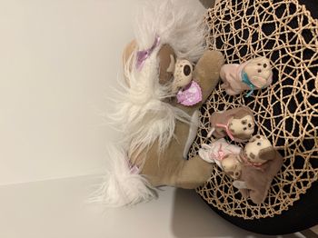 Vintage chiot surprise chien oreilles moelleuses 1991 Hasbro marron blanc 4 chiots