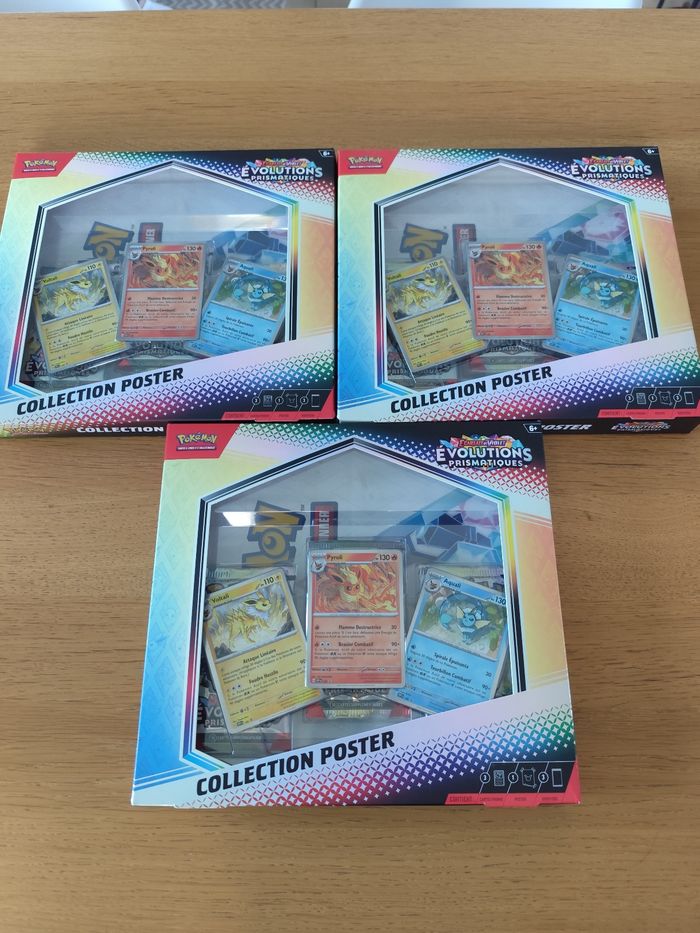 Lot 3 coffrets poster évolutions Prismatiques cartes Pokémon EV8.5