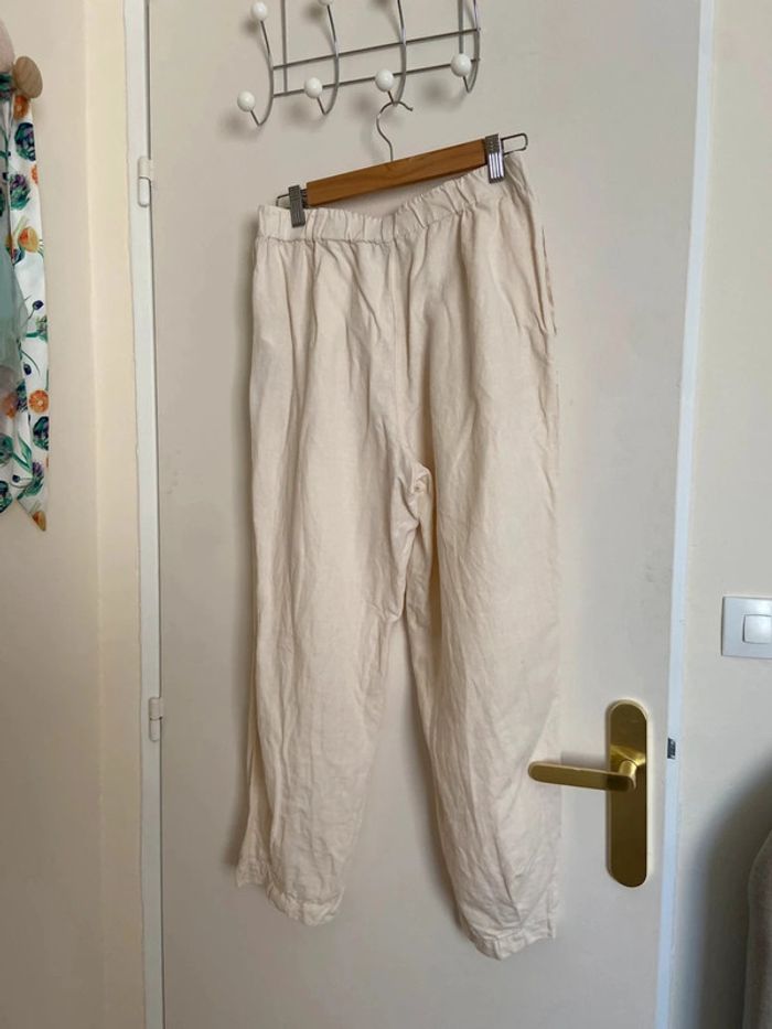 Pantalon taille haute écru Zara Taille S - photo numéro 3