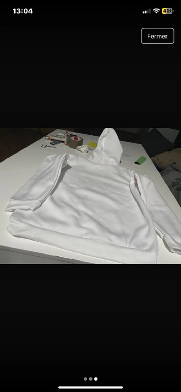 Sweet à capuche blanc et rose enfants taille 150 - photo numéro 3