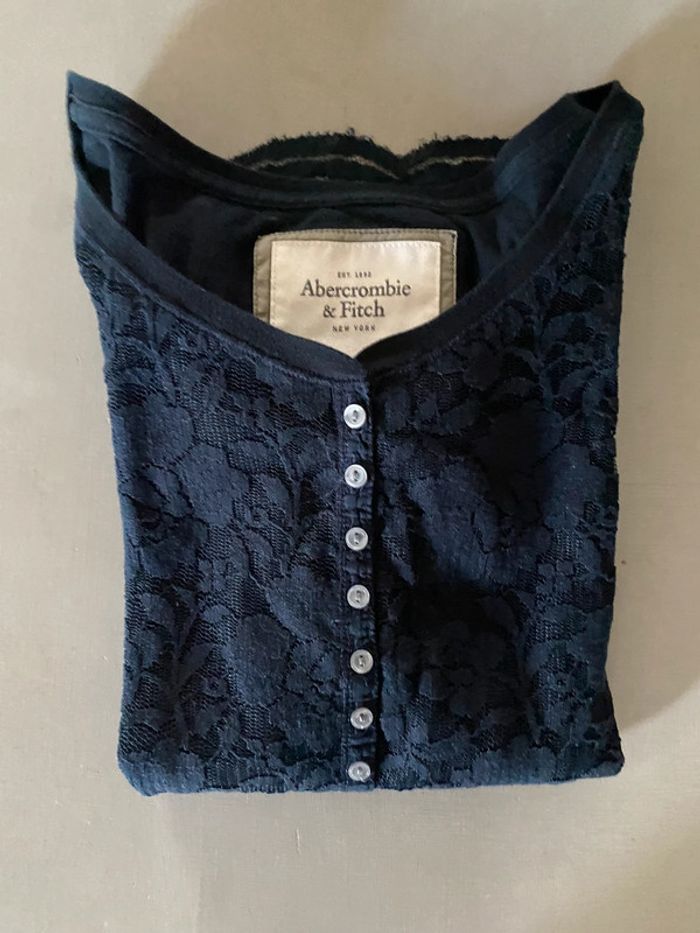Tee shirt manches longues Abercrombie & Fitch marine à dentelle taille XS - photo numéro 15