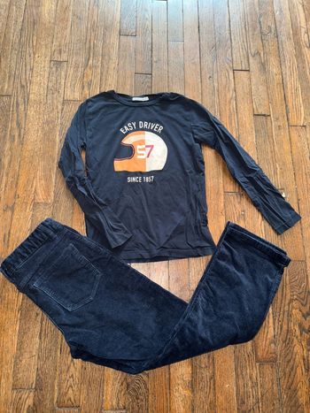 T-shirt (bon état) et pantalon velour (très bon état) Monoprix 10 ans