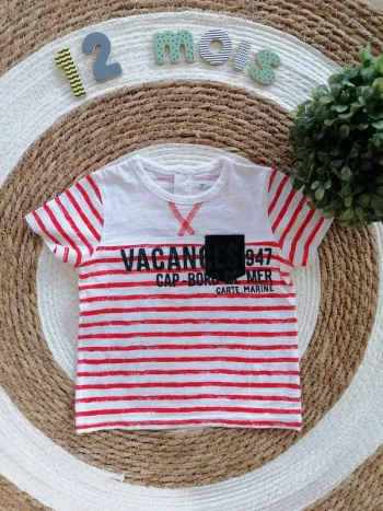 Tee-shirt manches courtes à rayures - Gémo - 12 mois