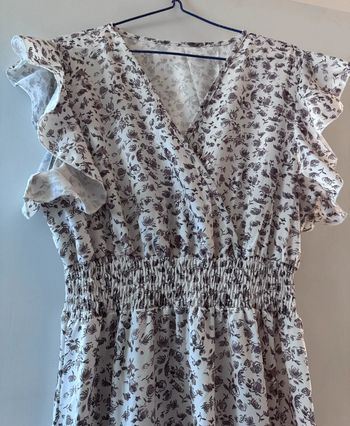 Robe longue manches courtes fleuris