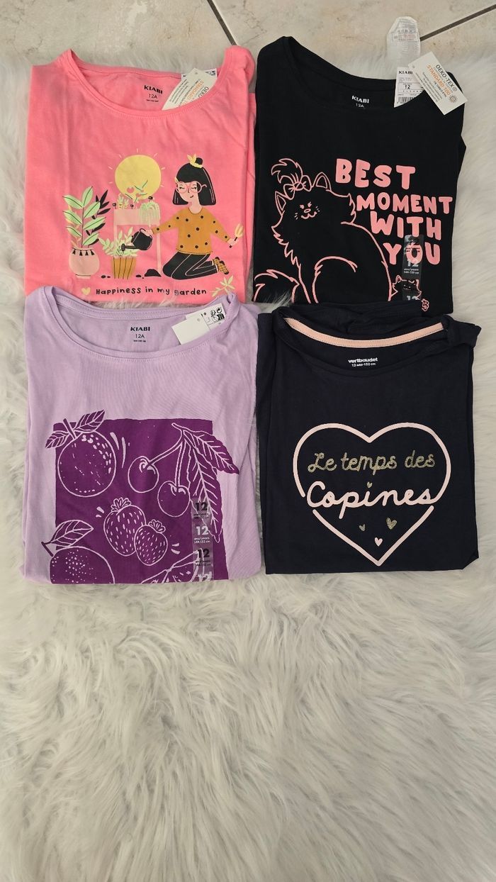 Neufs(non portés)😍🤩🥰 lot Tee-shirts mc 12 ans fille😍🤩🥰 - photo numéro 2