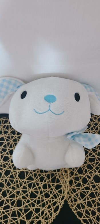 peluche lapin MAX & SAX carreaux blanc et bleu