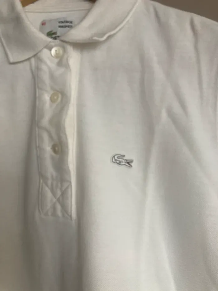 Lacoste polo femme vintage washed blanc taille 40 - photo numéro 3