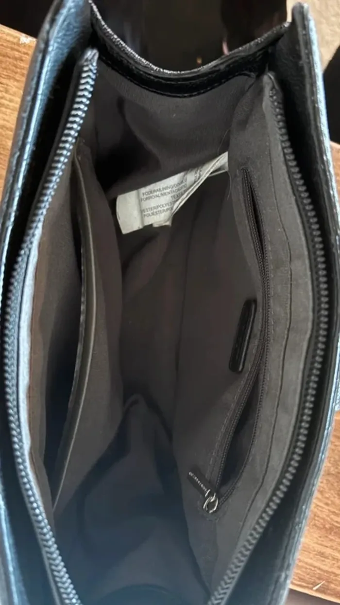 👜 sac à main gris chaîne argenté simili cuir grainé - photo numéro 5