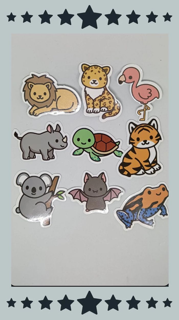 🍄 Lot de 9 autocollants lion - photo numéro 2