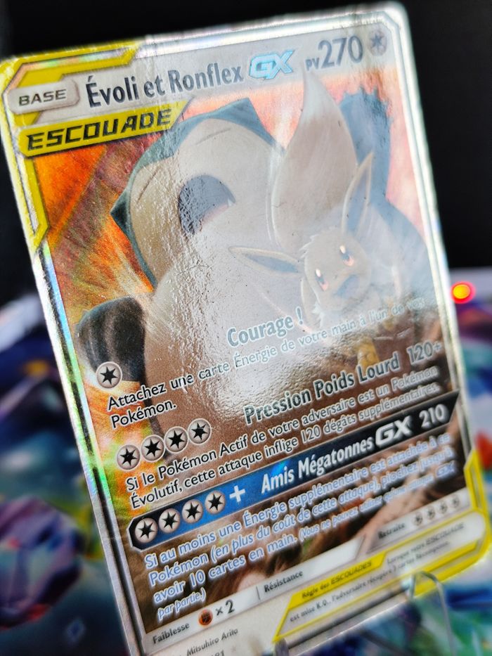Carte pokémon 🇨🇵 Evoli et Ronflex GX 120/181 Escouade Duo de choc - photo numéro 3