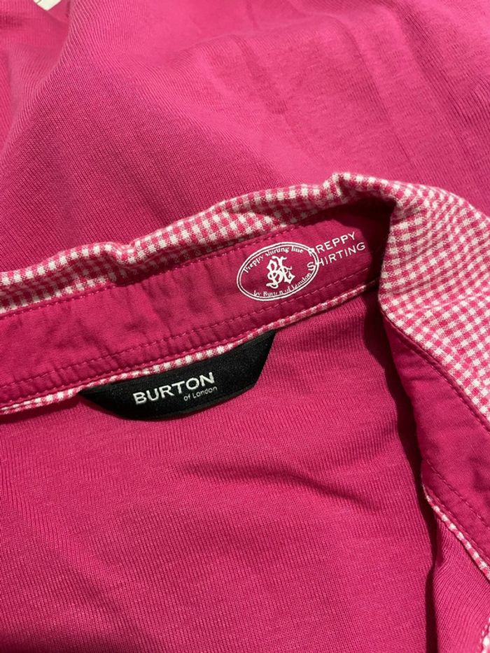 T-shirt polo manches courtes rose fushia à carreaux blanc Burton taille M - photo numéro 6
