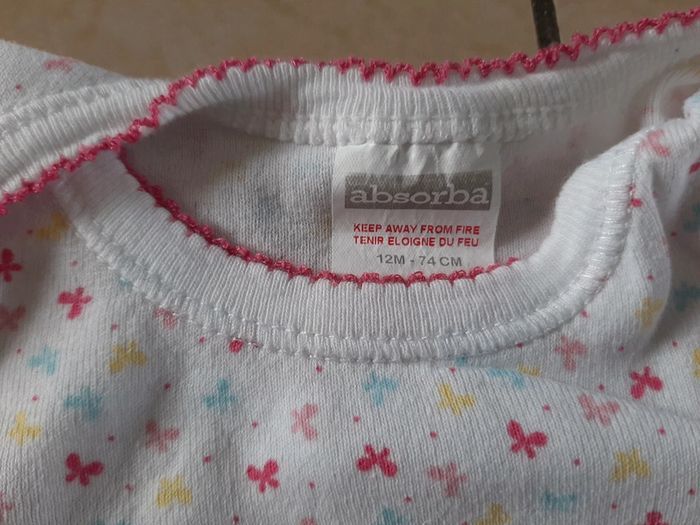 Lot de 2 bodys absorba manches courtes fille 12 mois - photo numéro 3