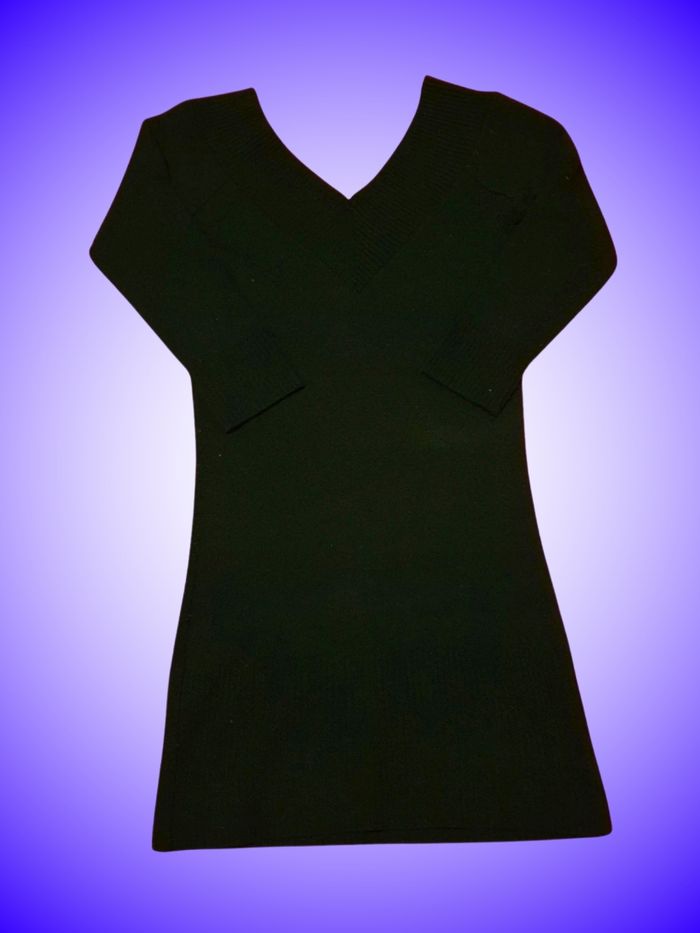 Robe Pull Jennyfer Noire – Décolleté V – Manches 3/4 – Très Bon État - photo numéro 2