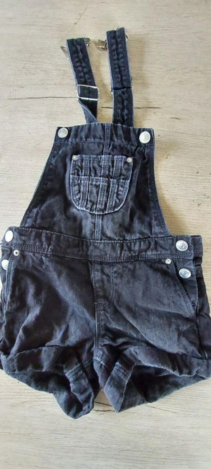 Salopette short en jean s noir, Kiabi, 3/4 ans, nickel - photo numéro 4