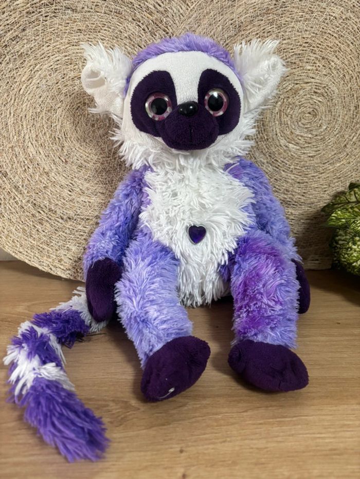 Doudou lémurien blanc violet mauve cœur wild republic - photo numéro 4