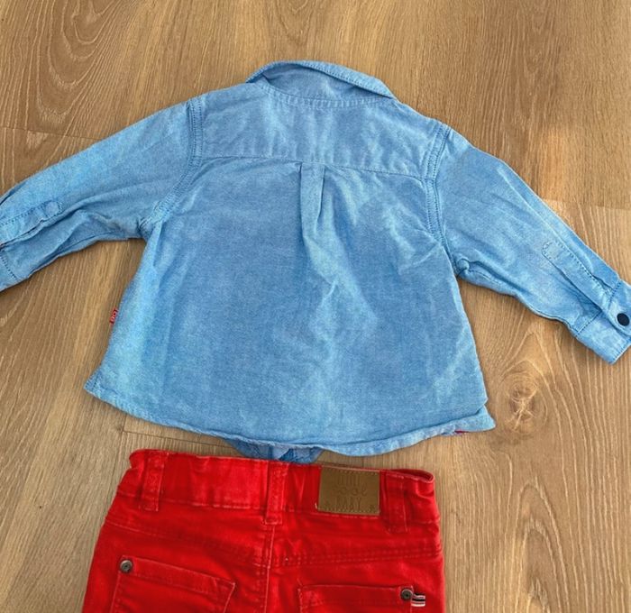 Ensemble bébé garçon  chemise bleu et pantalon  rouge  9 mois - photo numéro 8