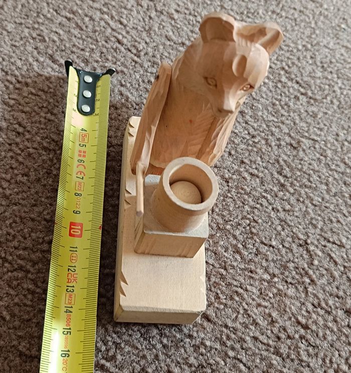 Jouet mobile vintage russe petit ours en bois sculpté à la main - photo numéro 3