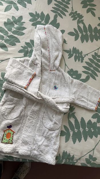 Peignoir fille 2 ans carré blanc
