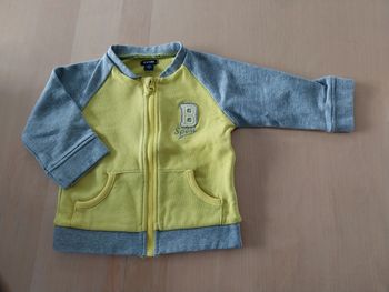Gilet bébé 12 mois vert anis et gris