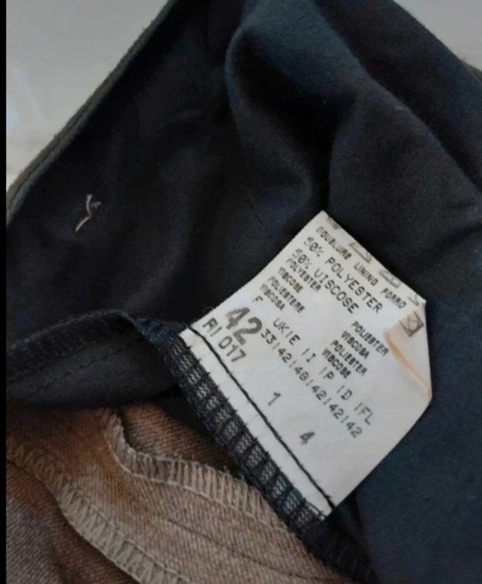 Pantalon de tailleur confortable taille élastique marron beige taille 42 - photo numéro 4