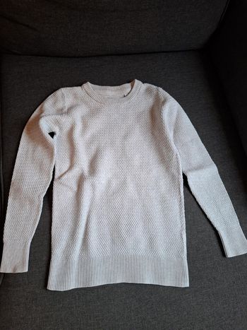 Pull garçon beige col rond
