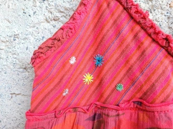 Superbe robe d'été coton IKKS rouge à motifs, 8 ans - photo numéro 5