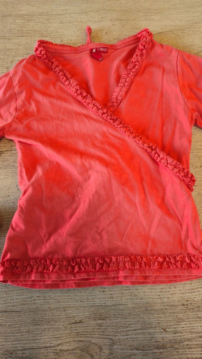 Pull léger à manches longues, cache coeur, corail, Girls, 5/6 ans - photo numéro 5