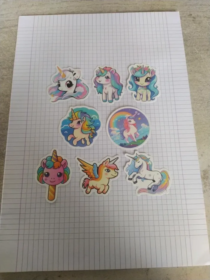 Lot d'autocollants licorne (lot E)
