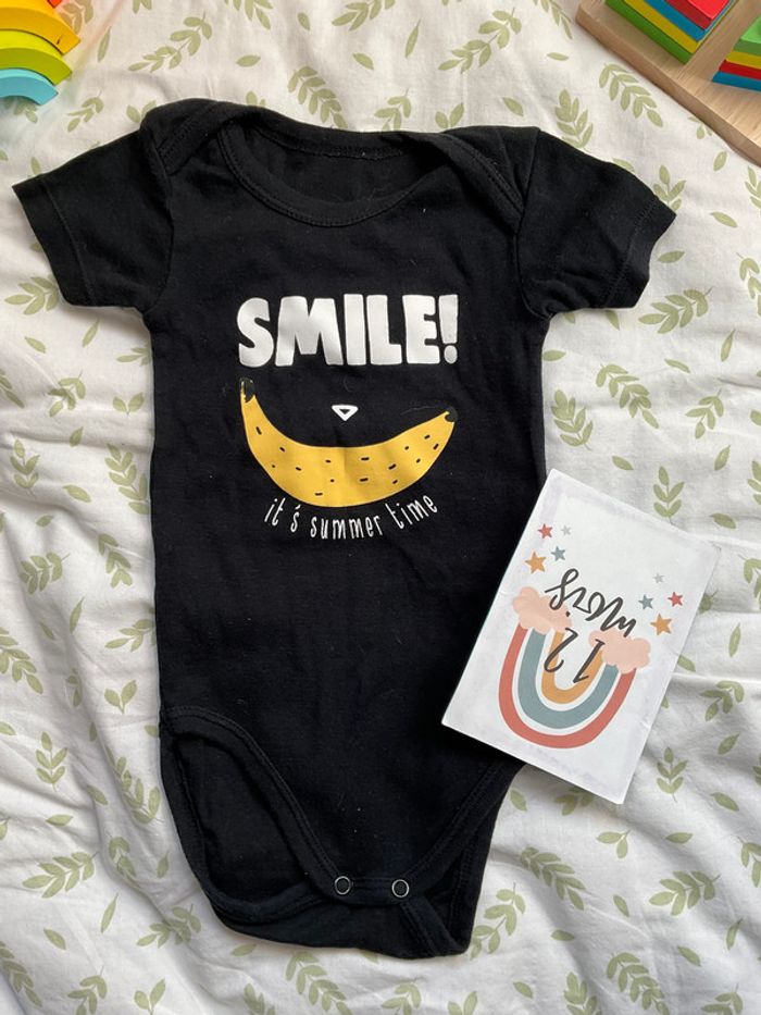 body manches courtes noir impression banane 12 mois - photo numéro 2